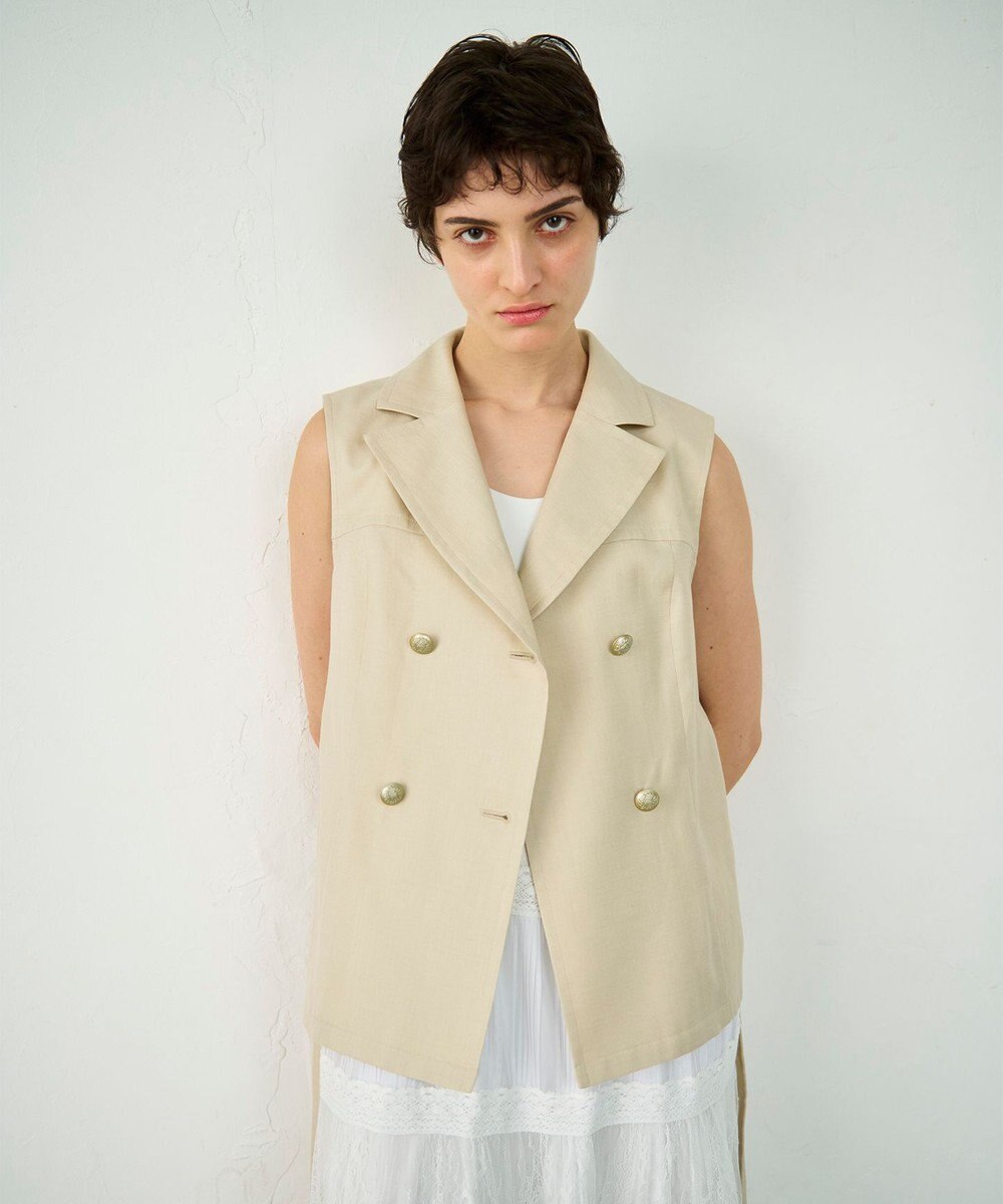 GRACE CONTINENTAL リネンタッチダブルブラウス 