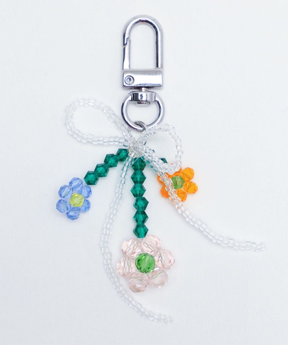 WEGO ビーズフラワーリボンキーホルダー 