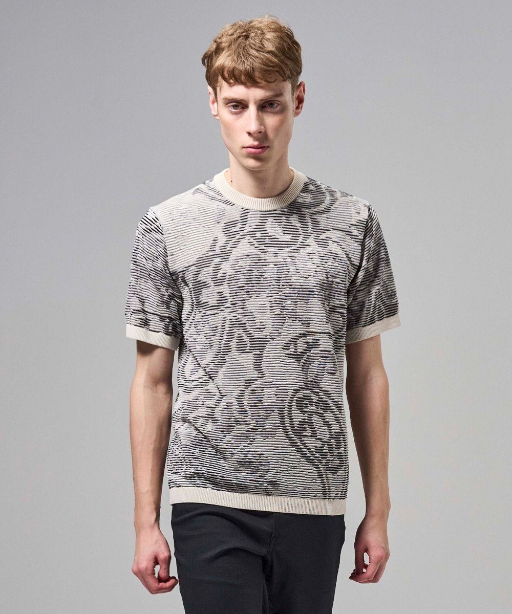 JOSEPH HOMME オリエンタルブラインドジャガード　クルーネック半袖ニットTEE 
