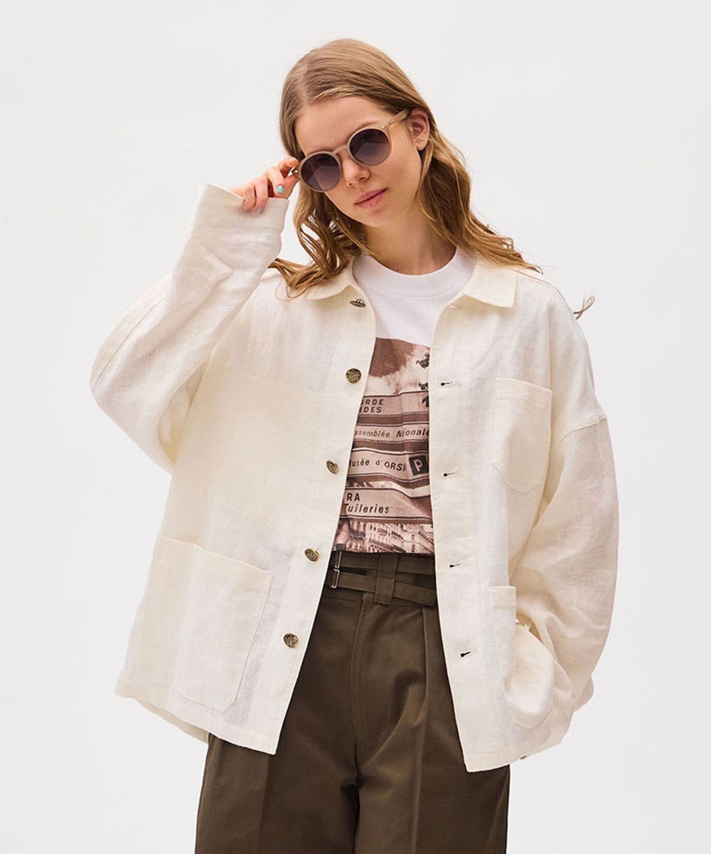 LENO FRENCH WORK HEVY LINEN COVER ALL《UNISEX》 カバーオールリネンジャケット 