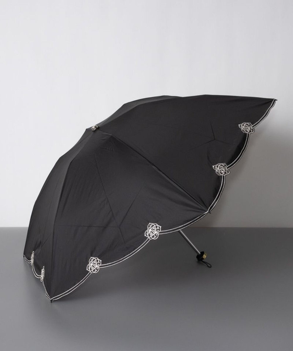 ブラオ　晴雨兼用折り畳みミニ傘　刺繍, ブラック, FREE