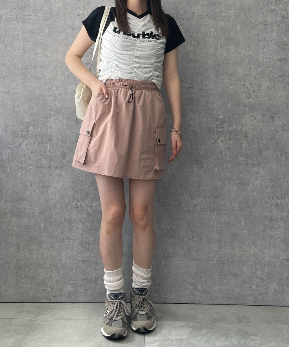 WEGO 【ウエストゴム】ナイロンカーゴミニスカート 