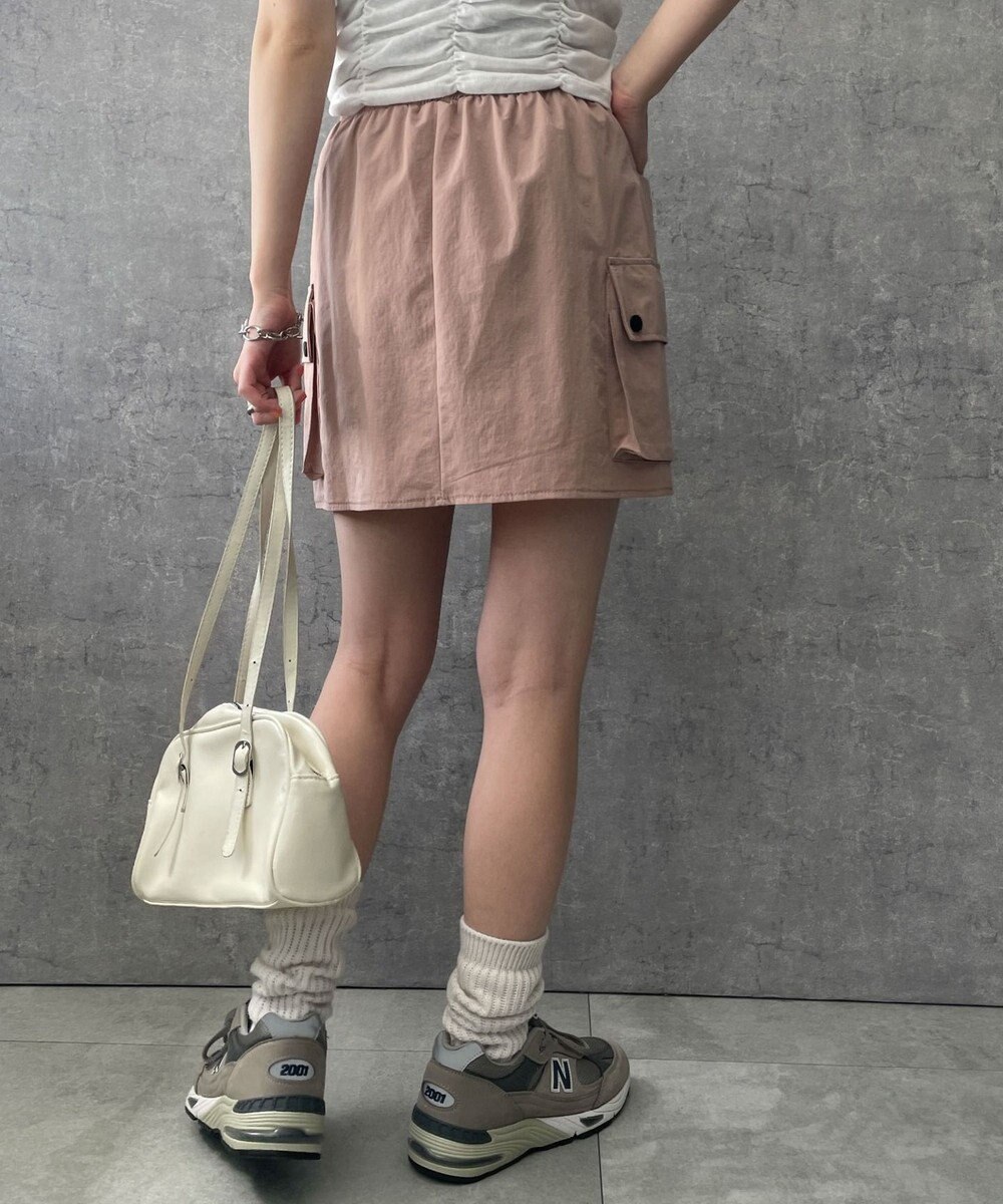 WEGO 【ウエストゴム】ナイロンカーゴミニスカート 