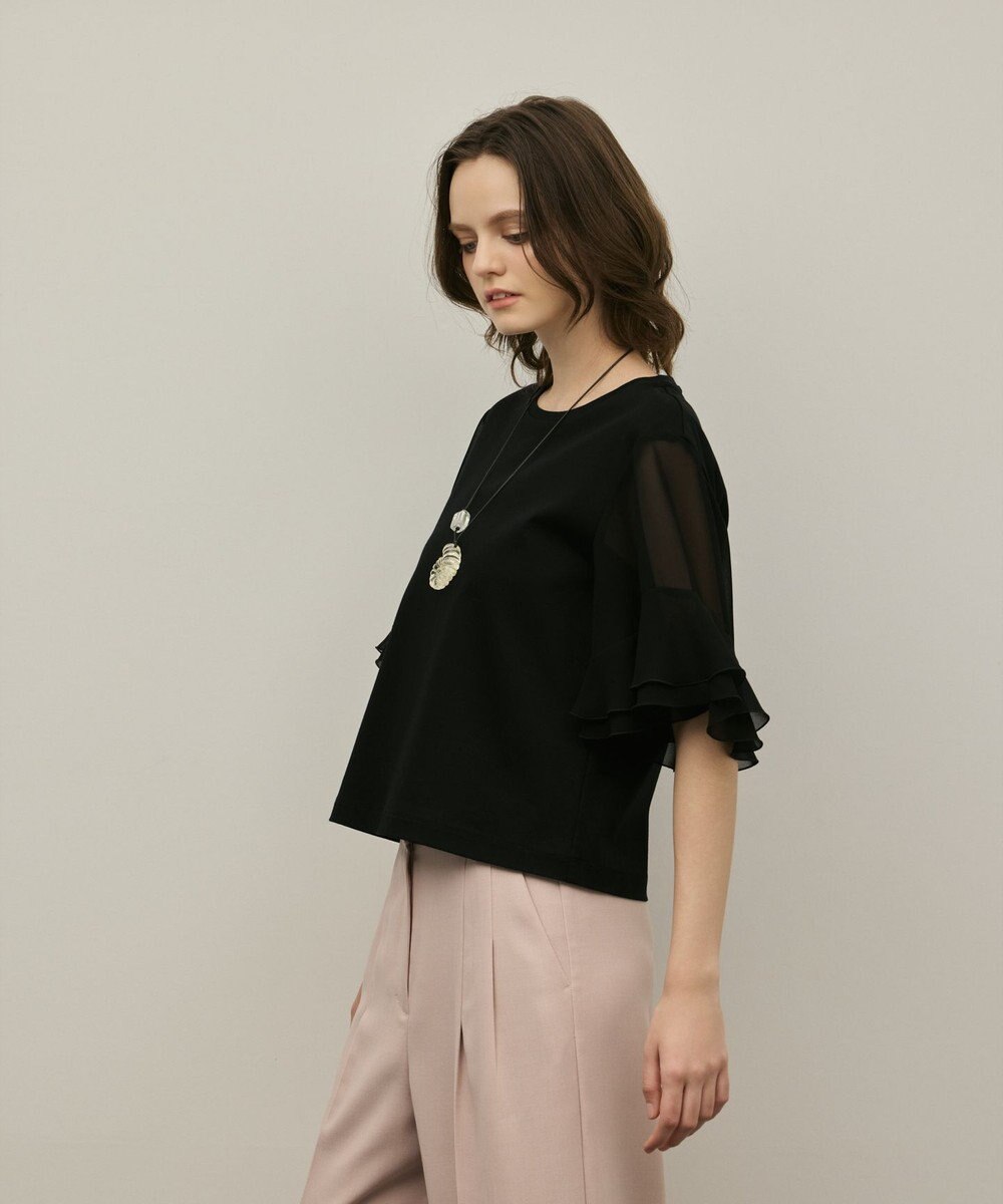 GRACE CONTINENTAL シフォンスリーブカットトップ 