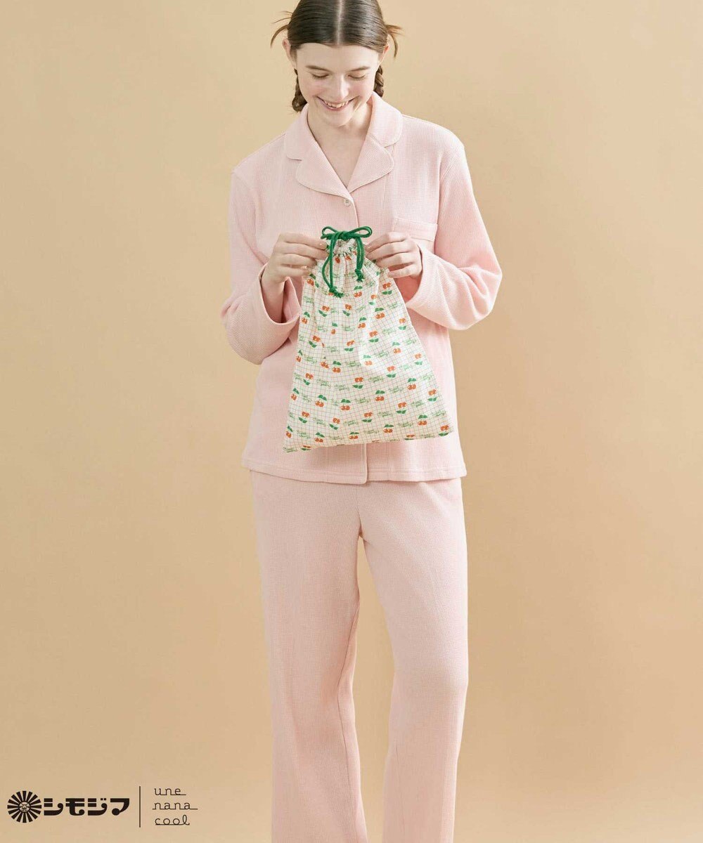 une nana cool MADE WITH シモジマ 【綿100%】開襟ワッフルパジャマ 