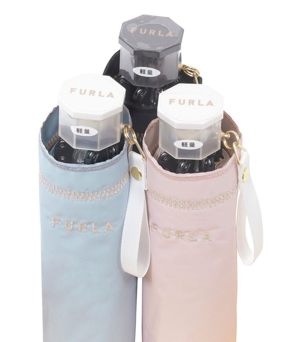 MOONBAT FURLA(フルラ) 晴雨兼用日傘 折りたたみ傘 ジッパー刺繍 1級遮光 遮熱 UV 