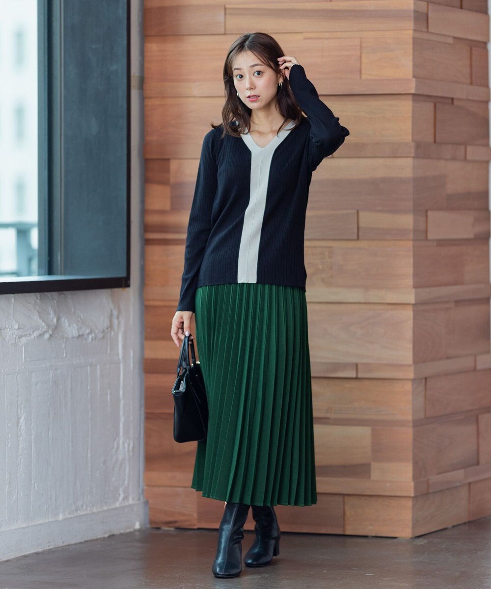 ANY 【洗える】Vネック リブニット 