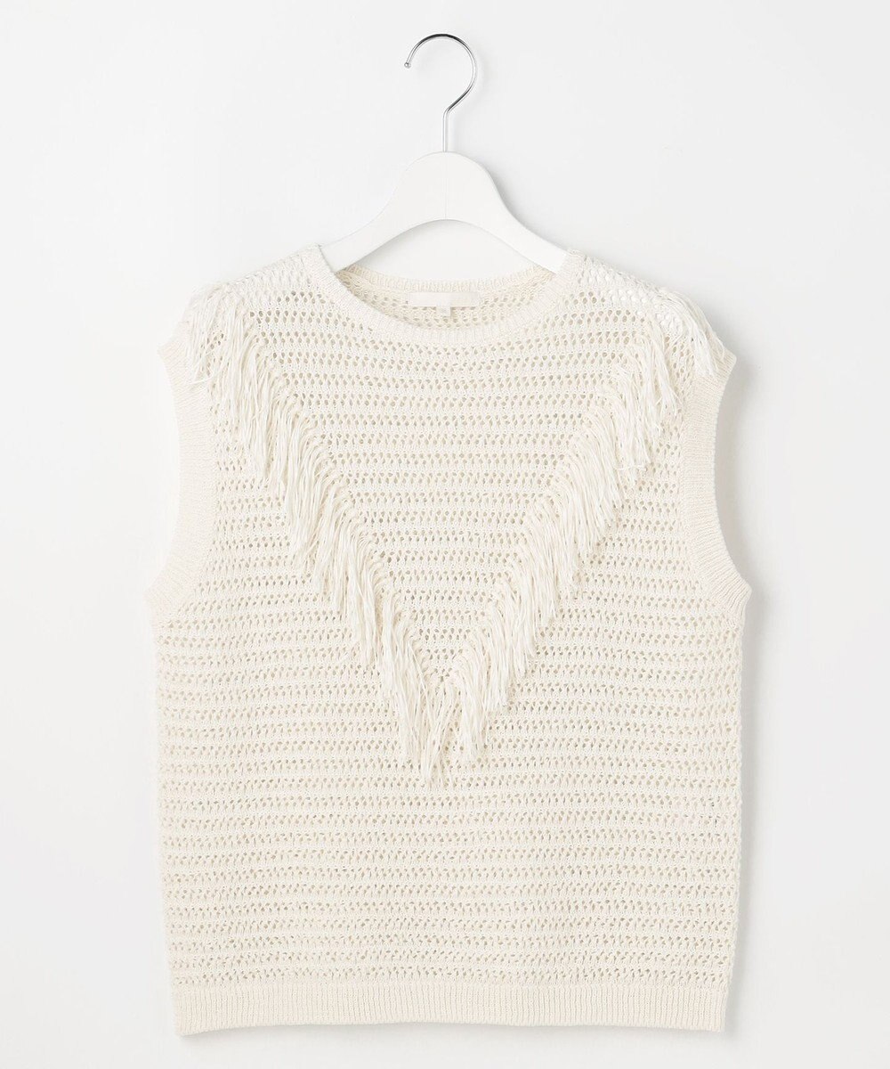 自由区 リネンフリンジ ベスト 