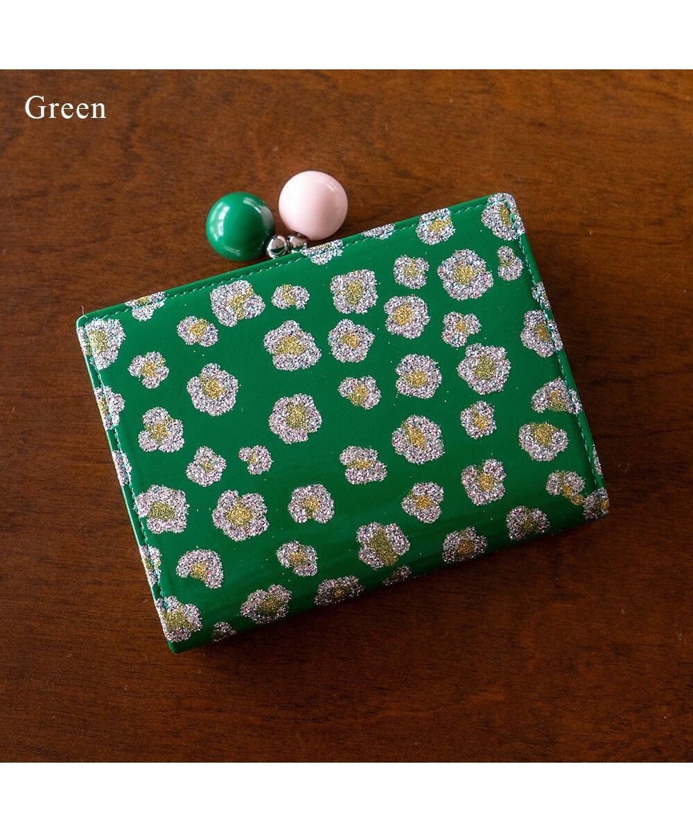 tsumori chisato CARRY グリッターフラワー がま口 2つ折り財布 