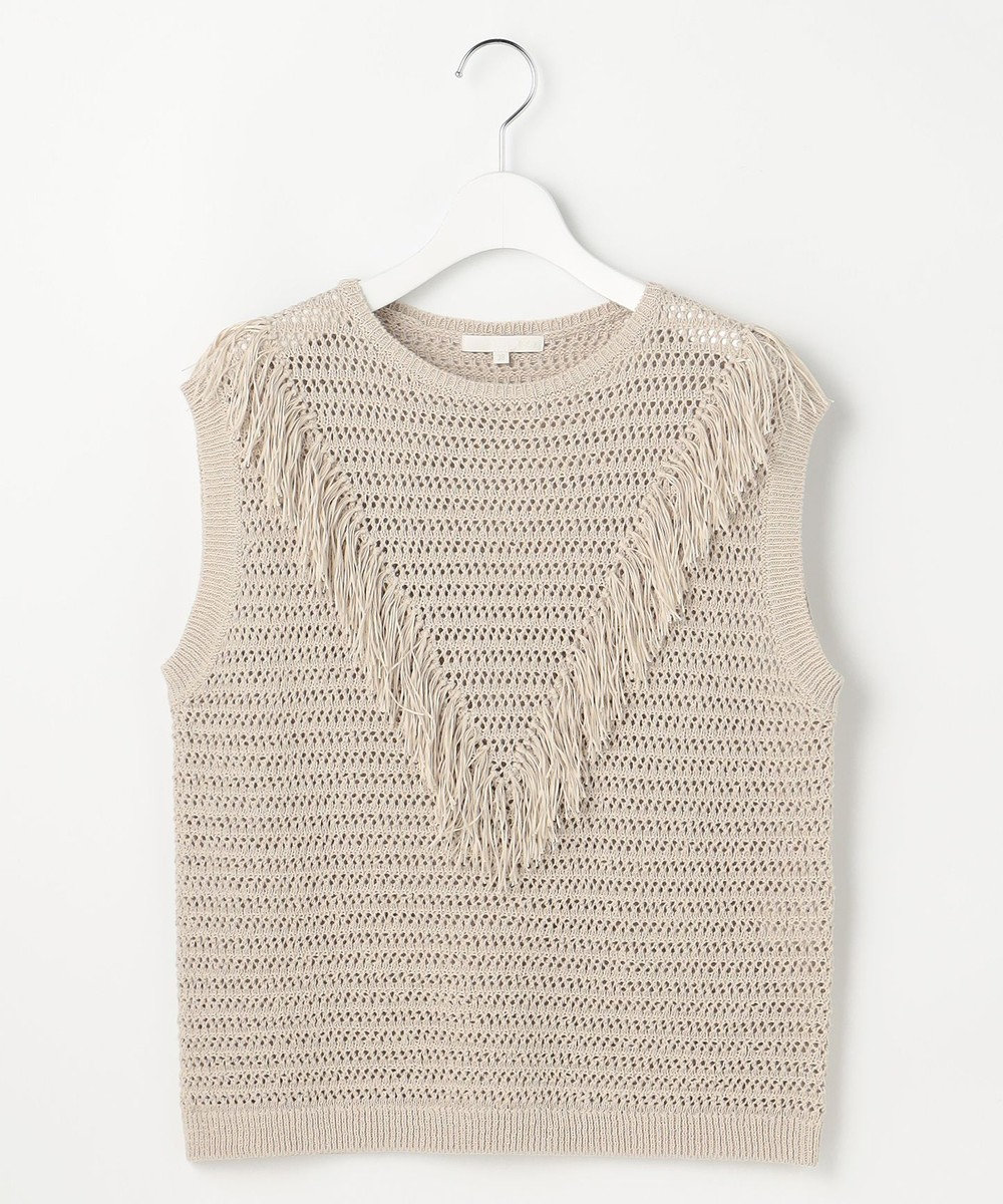 自由区 リネンフリンジ ベスト 