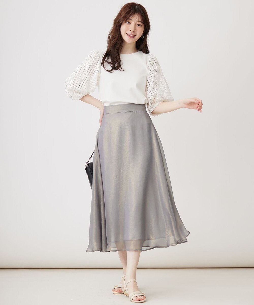 ANY SIS 箔ヴィンテージライクシフォン スカート 