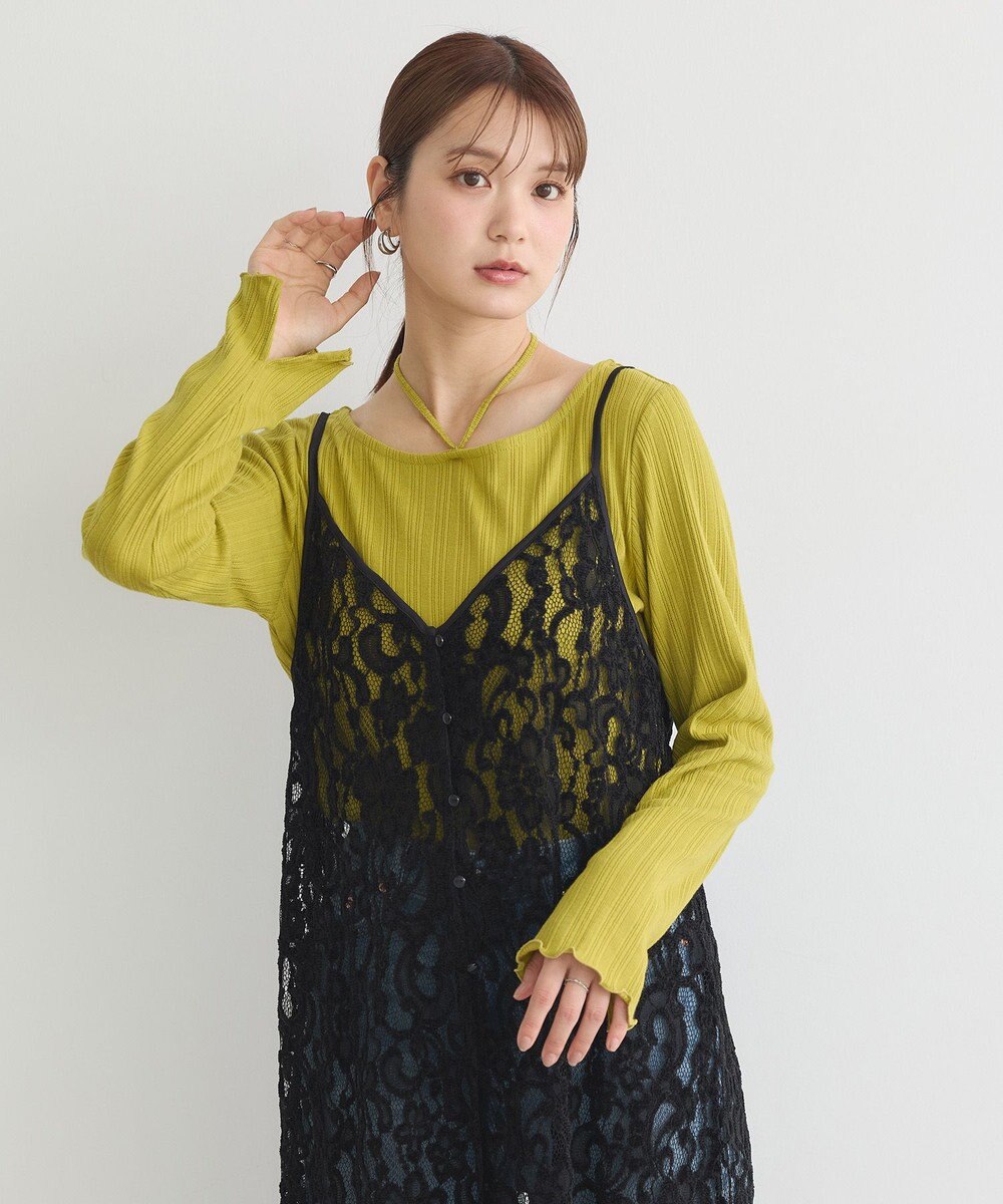 earth music&ecology 起毛レースレイヤードキャミワンピース 