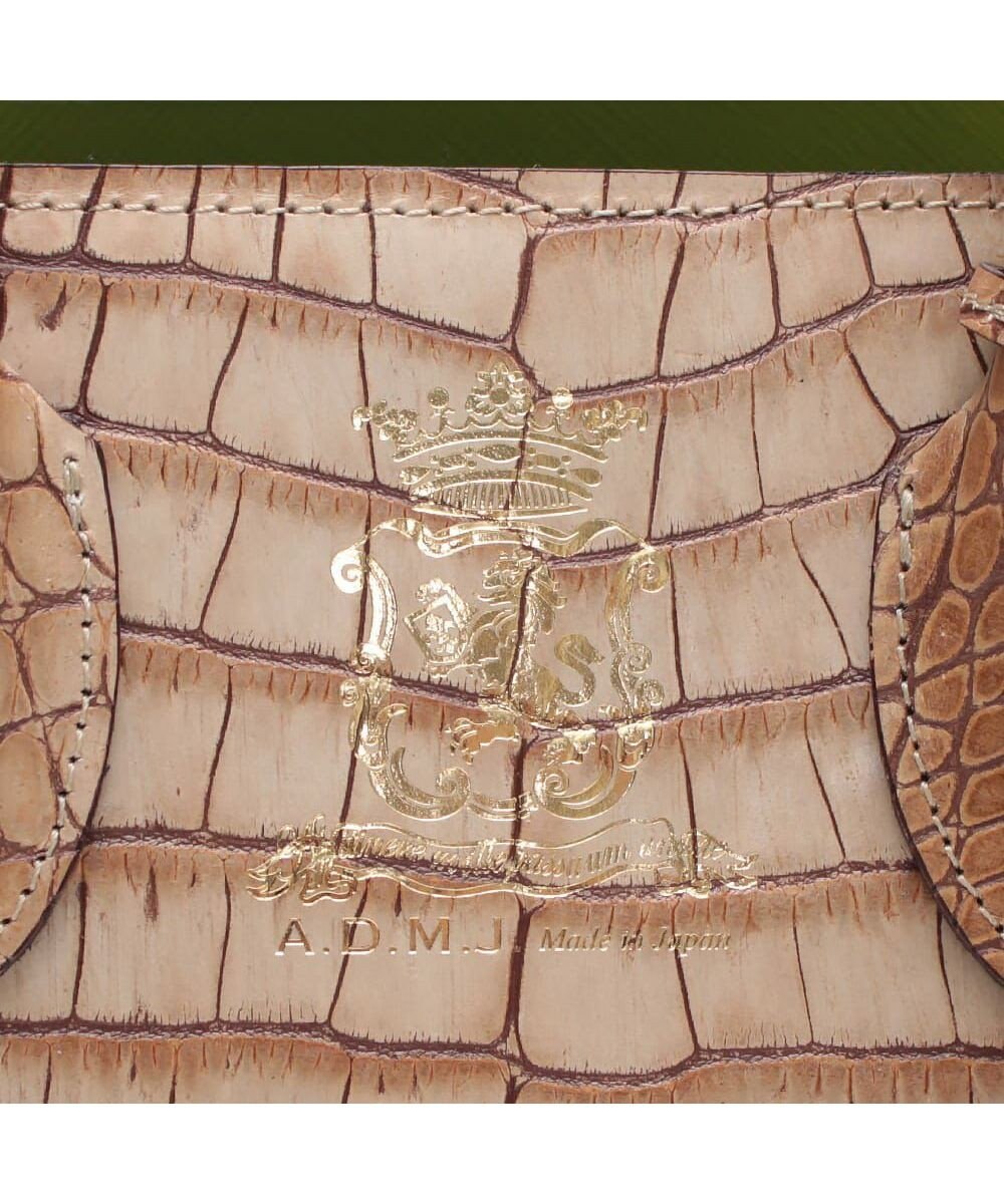 A.D.M.J. 【牛革】クロコ型押しサイドバックルトート25cm(ショルダーストラップ付) 