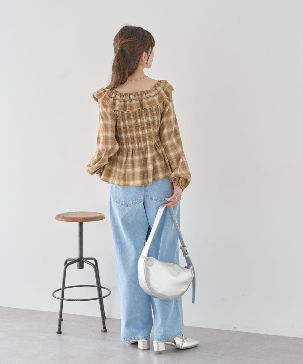 earth music&ecology 【予約】チェックシャーリングブラウス 