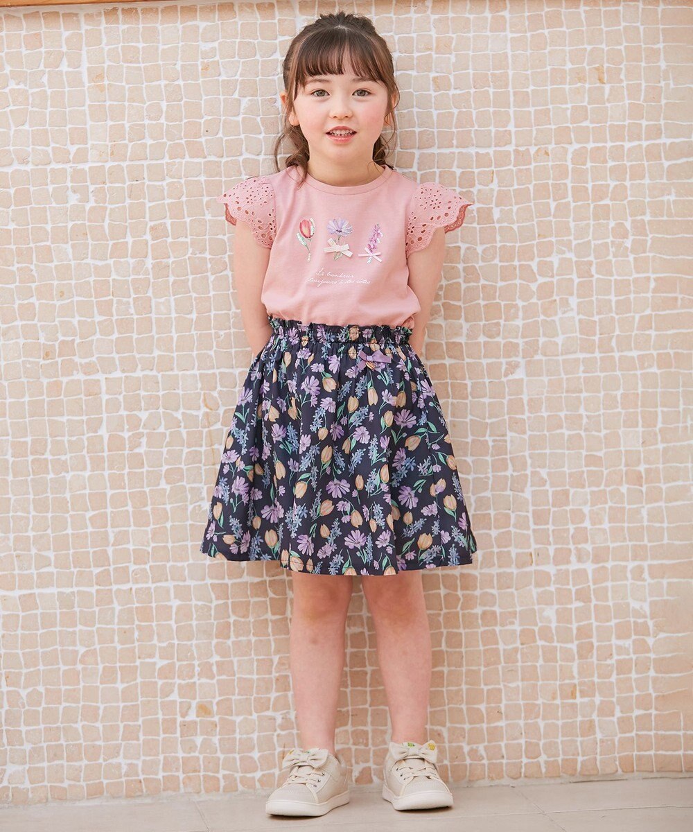 ANY KIDS フラワー スパンコール Tシャツ 