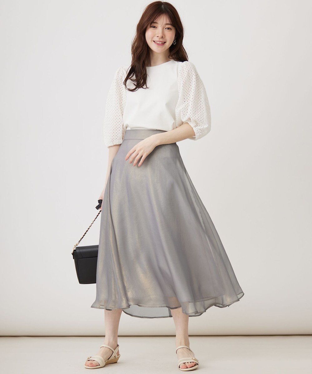 ANY SIS 箔ヴィンテージライクシフォン スカート 
