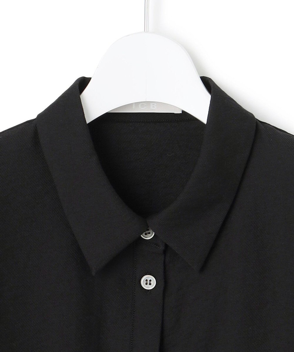 ICB L 【洗える】 ワッシャーツイル クロップドブラウス 