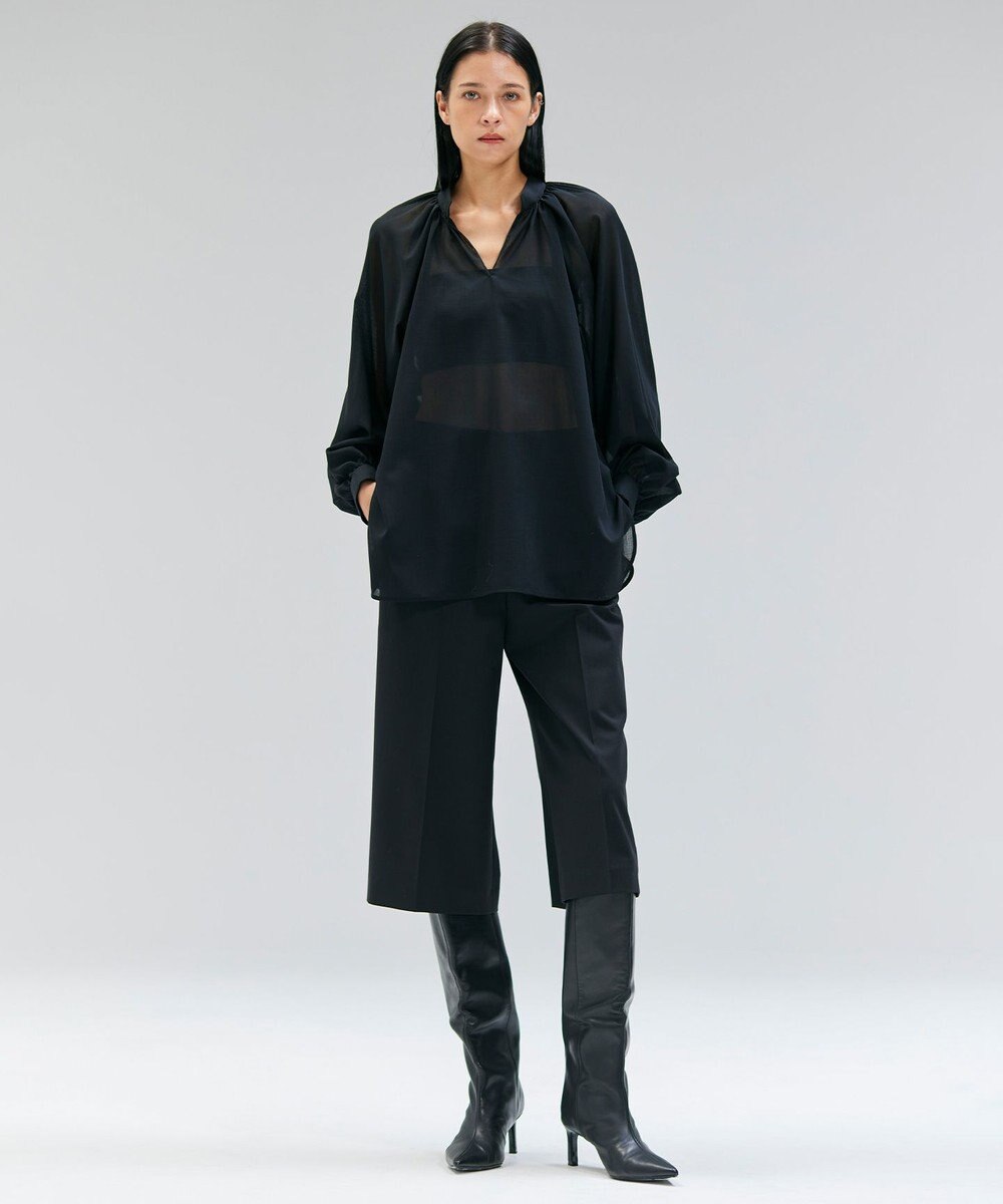 BEIGE， 【洗える】MOYE / シアーウールパフスリーブブラウス 