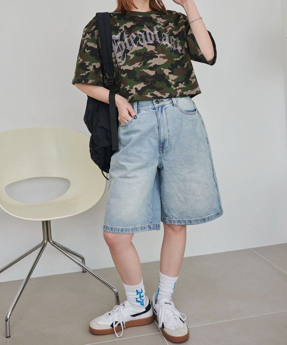 WEGO 【SMサイズ展開】ヴィンテージウォッシュデニムハーフパンツ 