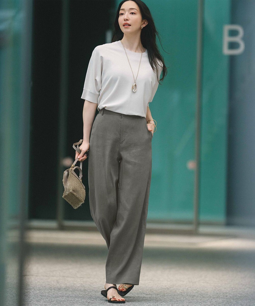 23区 L 【CLASSY.6月号掲載/洗える】リネンレーヨンストレッチ ワイドパンツ 