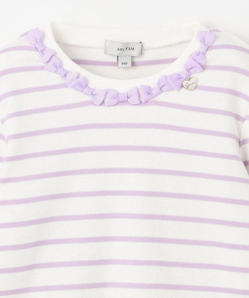 ANY KIDS リボン×ボーダー長袖Tシャツ 