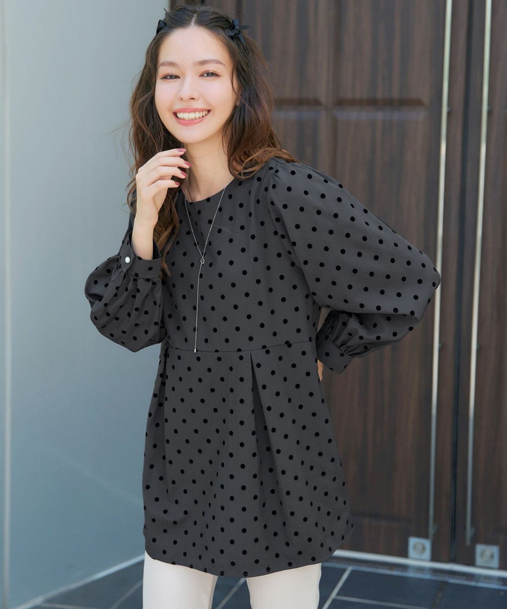 Tiaclasse L 【洗える】フロッキードットチュニック 