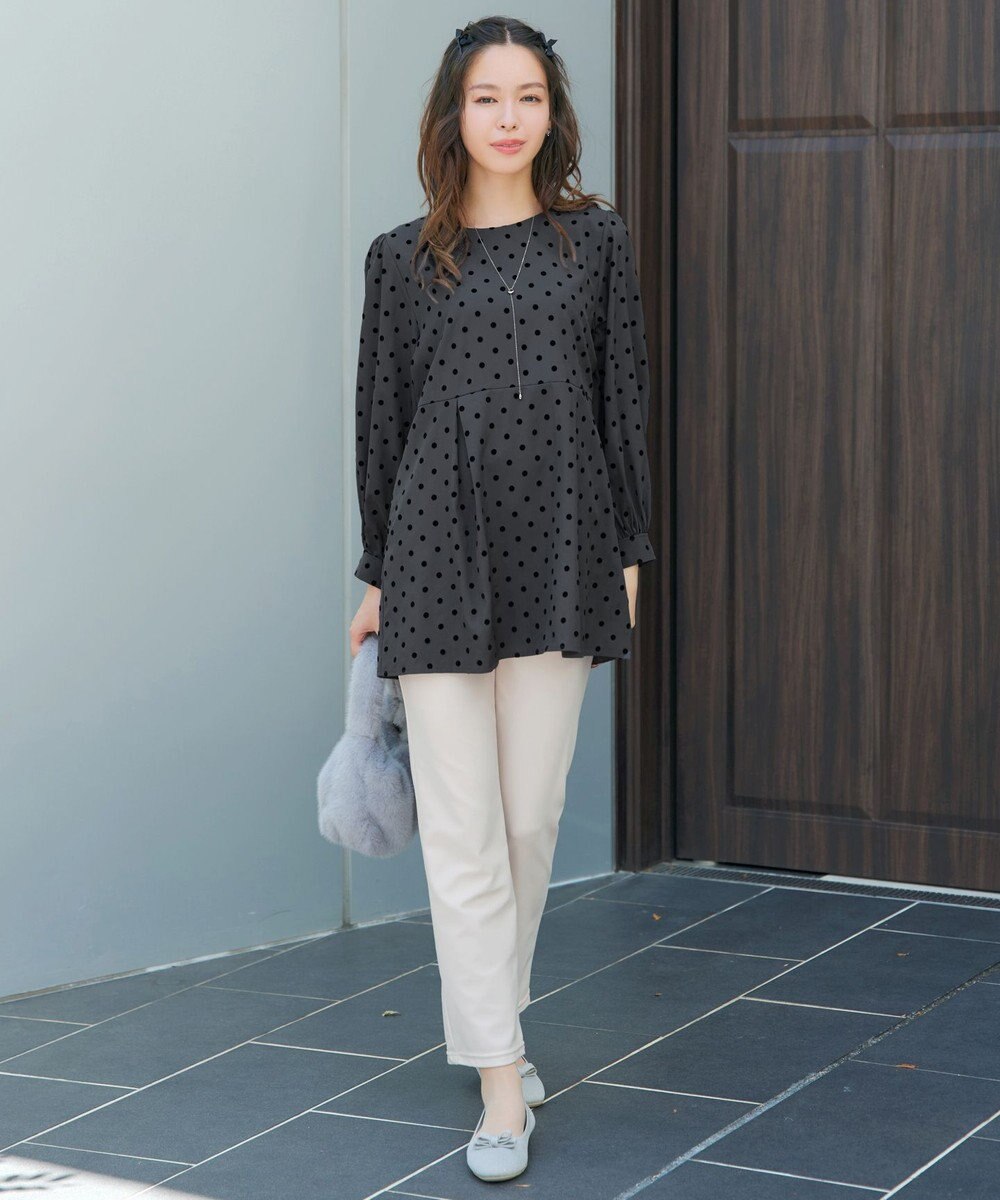 Tiaclasse L 【洗える】フロッキードットチュニック 