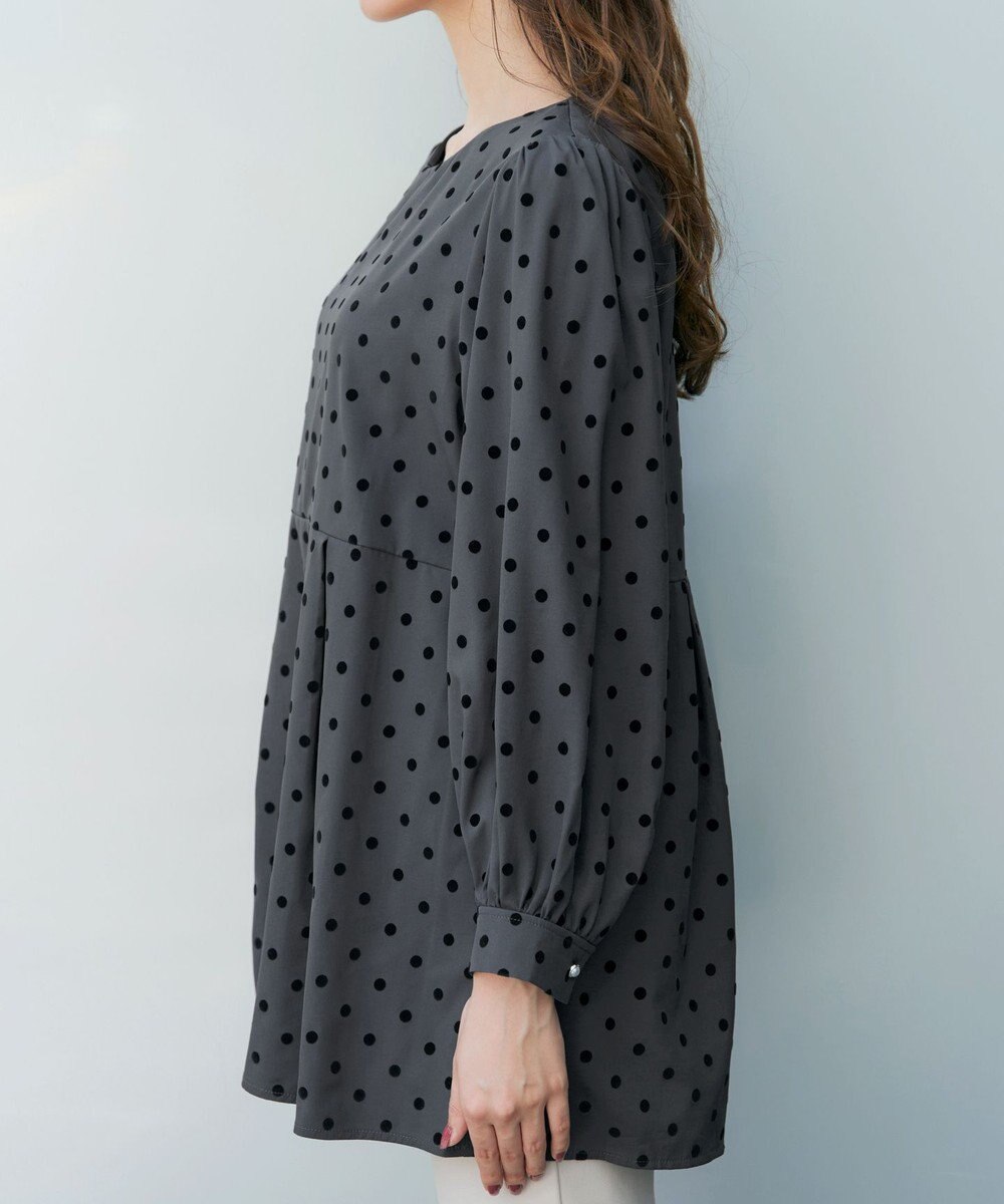 Tiaclasse L 【洗える】フロッキードットチュニック 