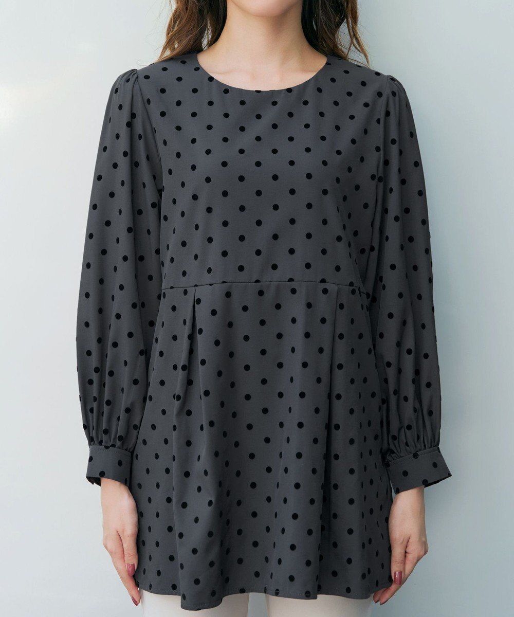 Tiaclasse L 【洗える】フロッキードットチュニック 