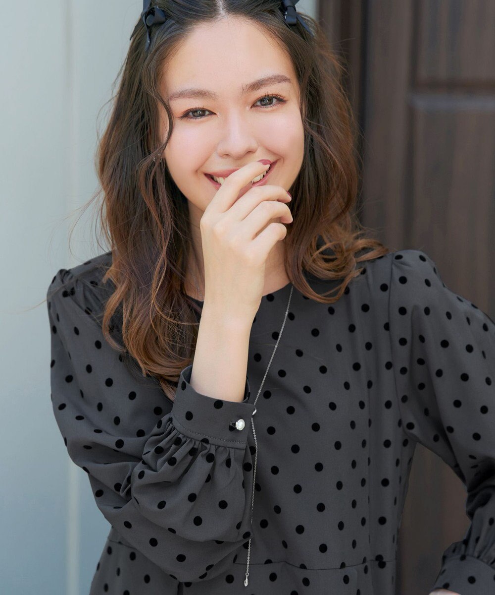 Tiaclasse L 【洗える】フロッキードットチュニック 