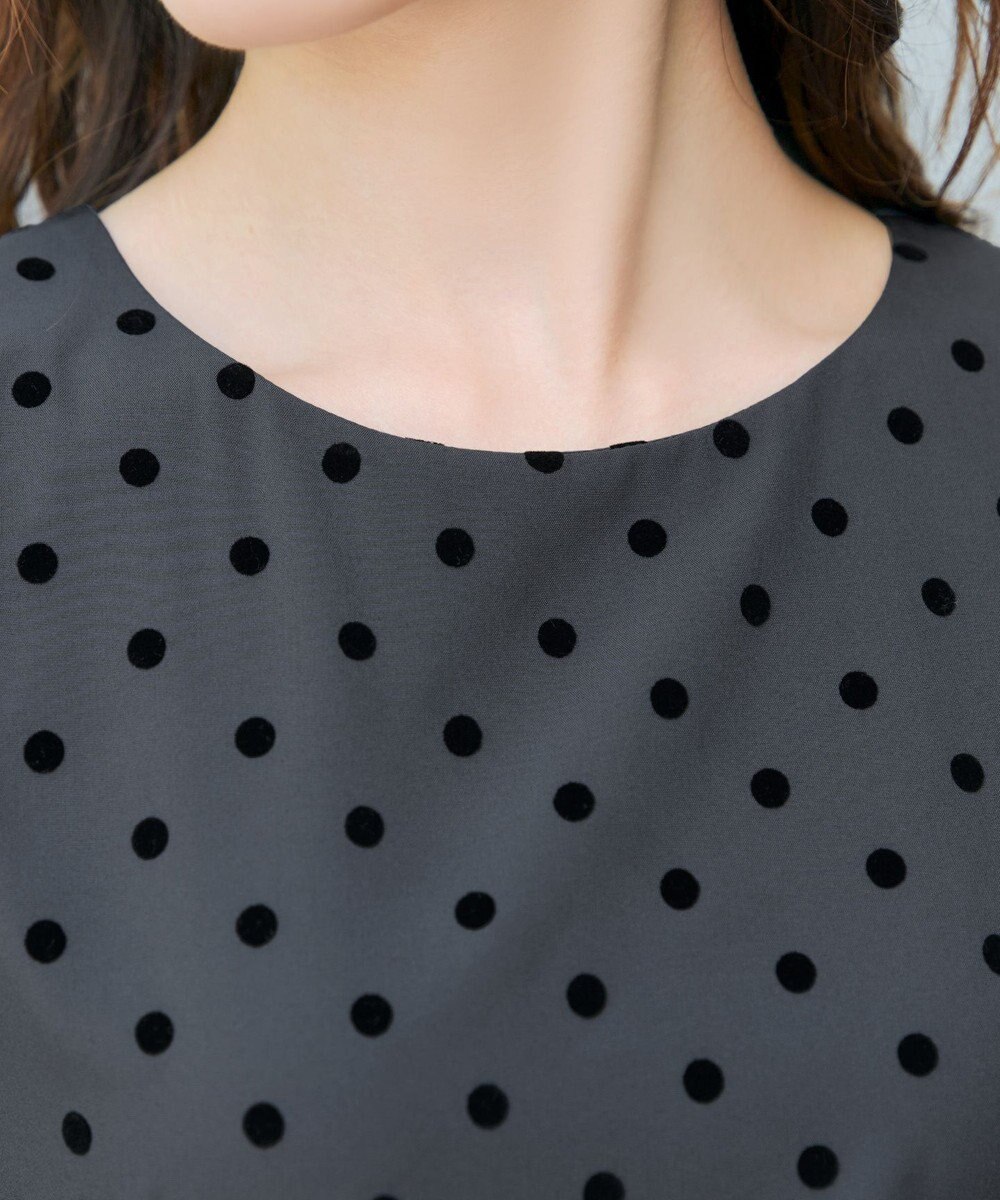 Tiaclasse L 【洗える】フロッキードットチュニック 