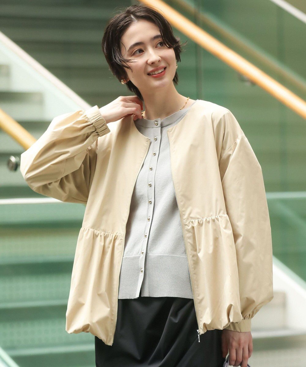 Green Parks ノーカラーペプラムブルゾン 