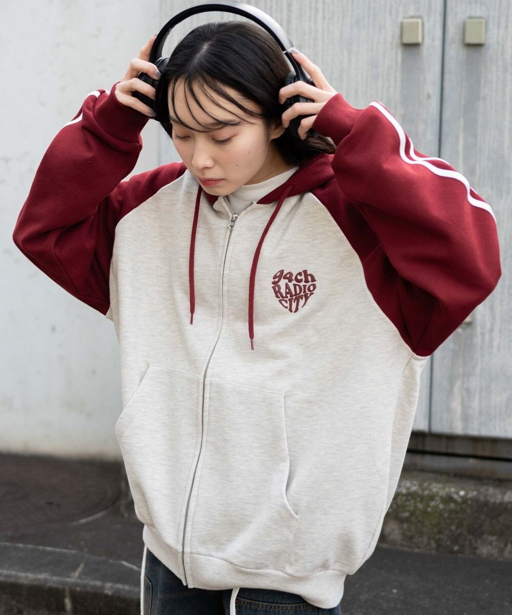 WEGO 【ユニセックス着用ITEM】ラグラングラフィックZIPパーカー 