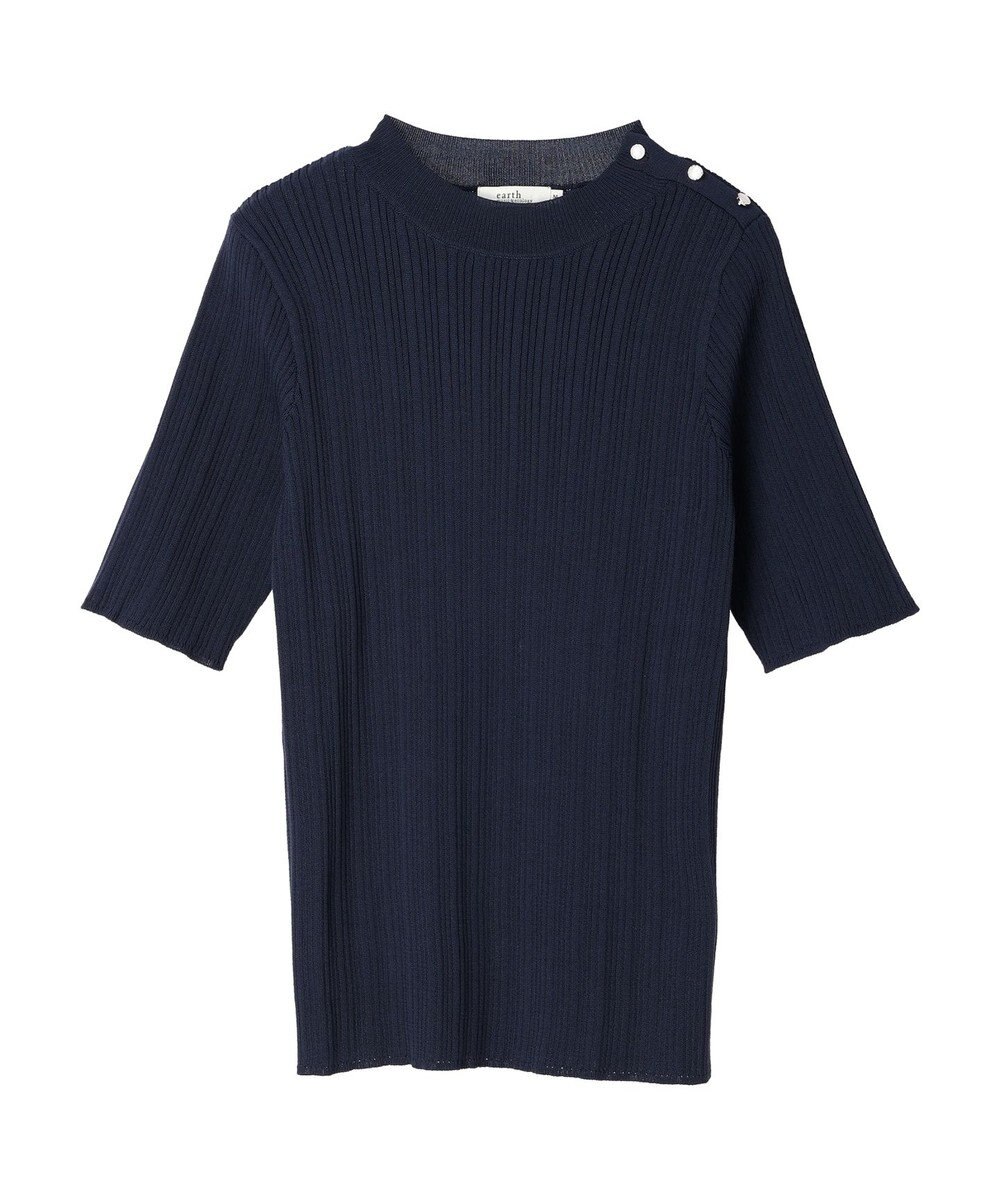 earth music&ecology ショルダーボタンリブニットプルオーバー 
