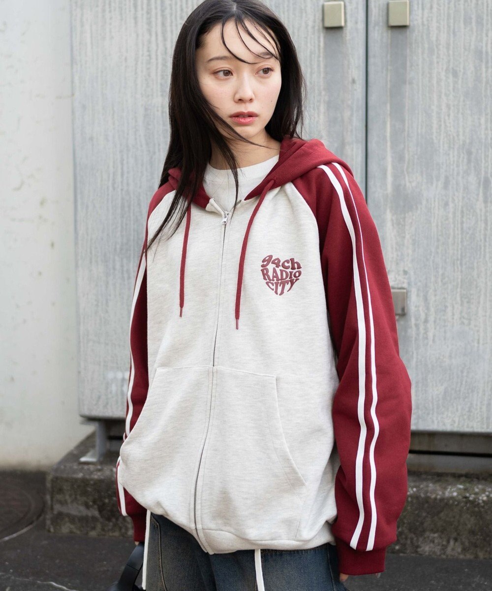 WEGO 【ユニセックス着用ITEM】ラグラングラフィックZIPパーカー 