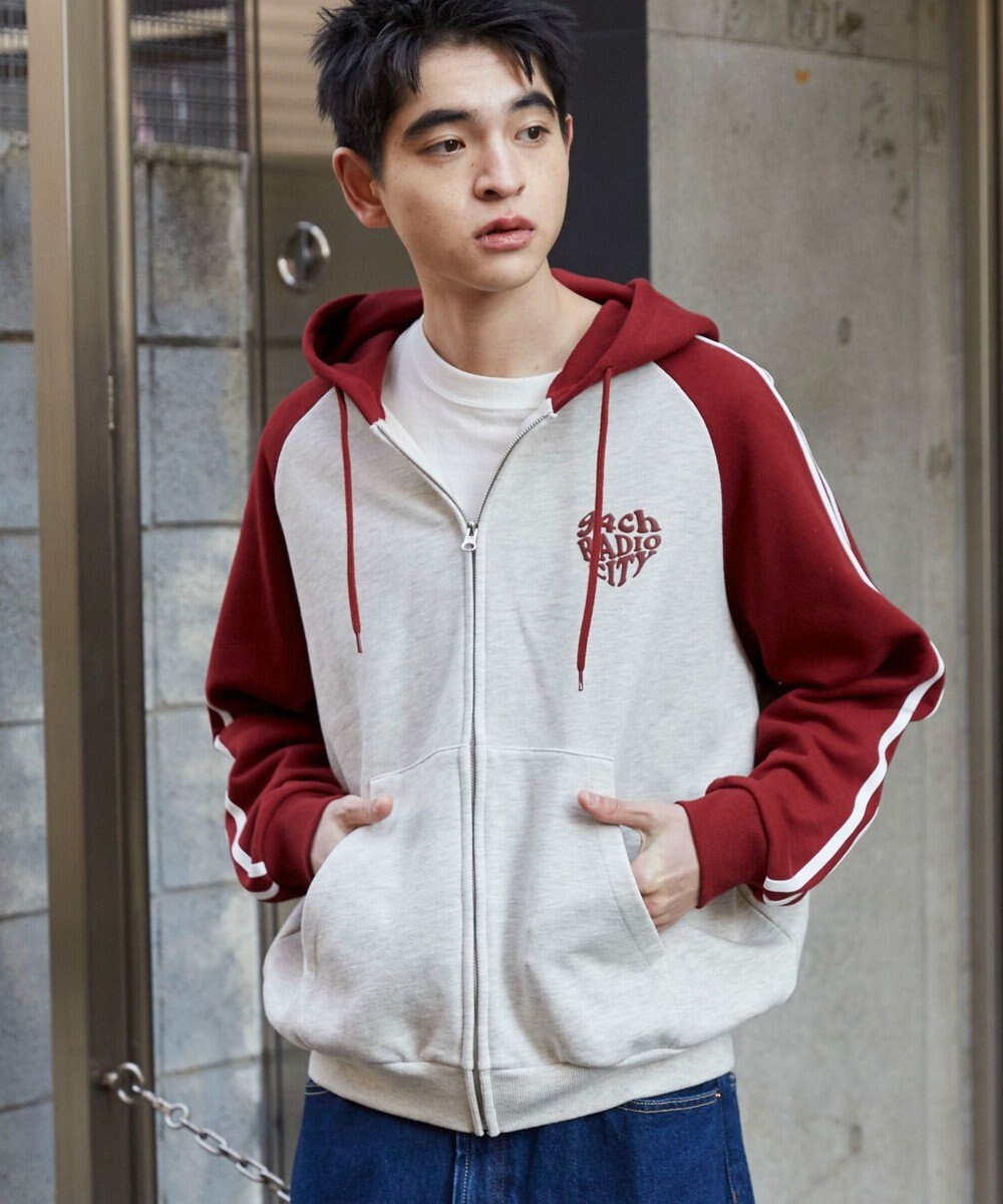 WEGO 【ユニセックス着用ITEM】ラグラングラフィックZIPパーカー 