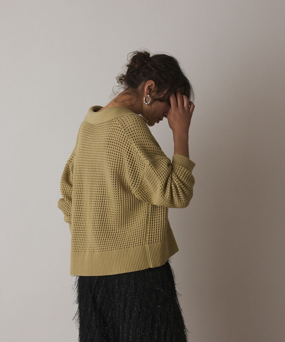 GRACE CONTINENTAL メッシュVネックニットトップ 