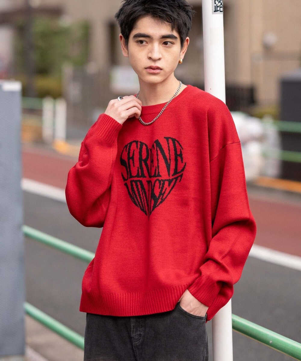 WEGO 【新色追加/ユニセックス着用ITEM/SMLサイズ展開】ジャガードグラフィックプルオーバー（LS） 