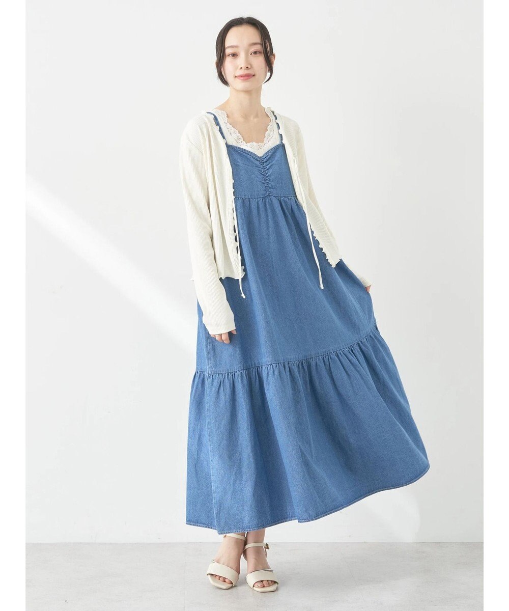 earth music&ecology デニムバックレースアップワンピース 