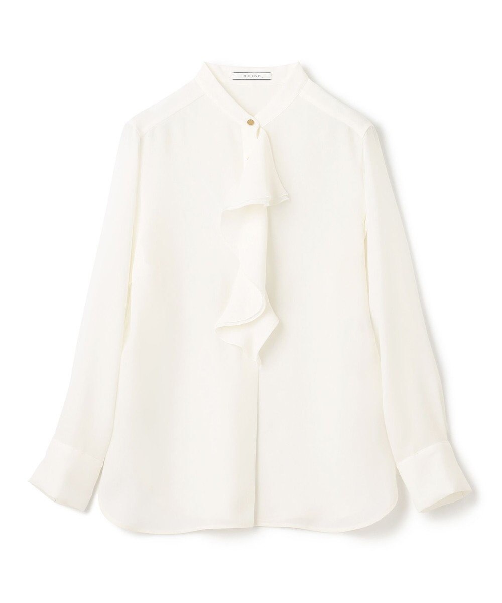 BEIGE， 【洗える】STOW / バンドカラーフリルブラウス 