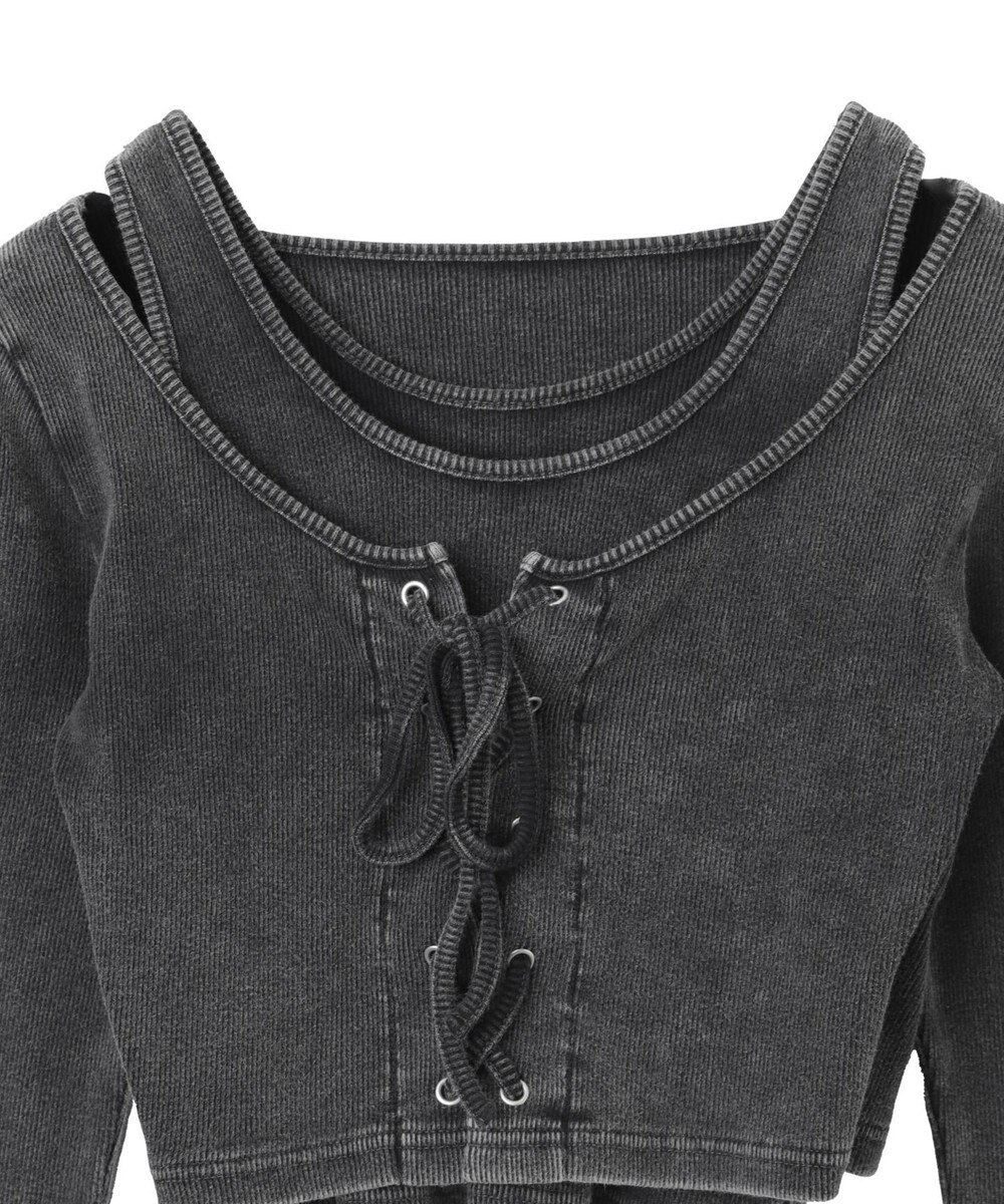 WEGO ヴィンテージライクレースアップトップス 