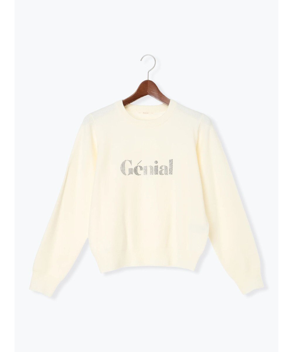 Te chichi ラインストーンレタードニットプルオーバー 