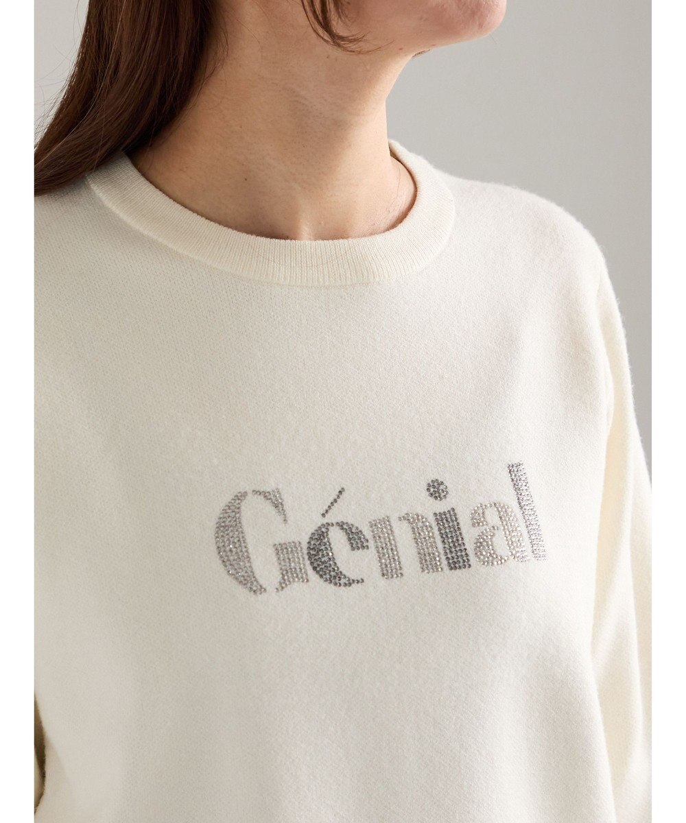 Te chichi ラインストーンレタードニットプルオーバー 