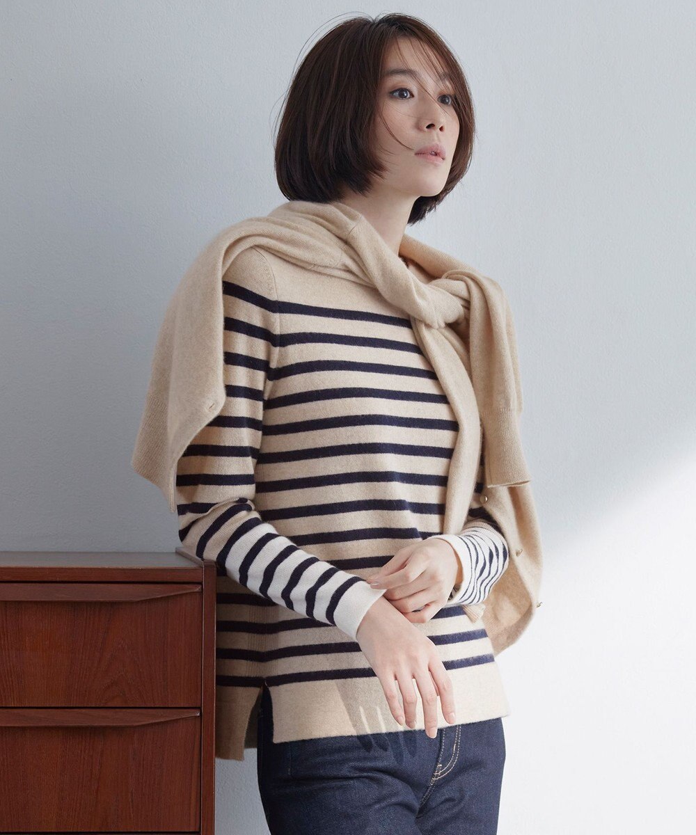 自由区 【洗える】ピュアカシミヤミルド ボートネック プルオーバー 