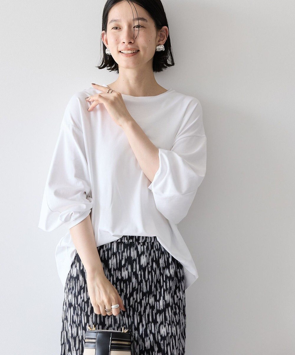 AMERICAN HOLIC 接触冷感7分袖タックスリーブカットプルオーバー 