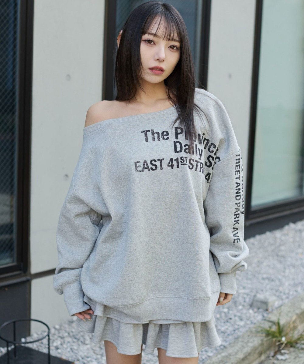 WEGO 裏起毛2WAYグラフィックワンショルBIGスウェット 