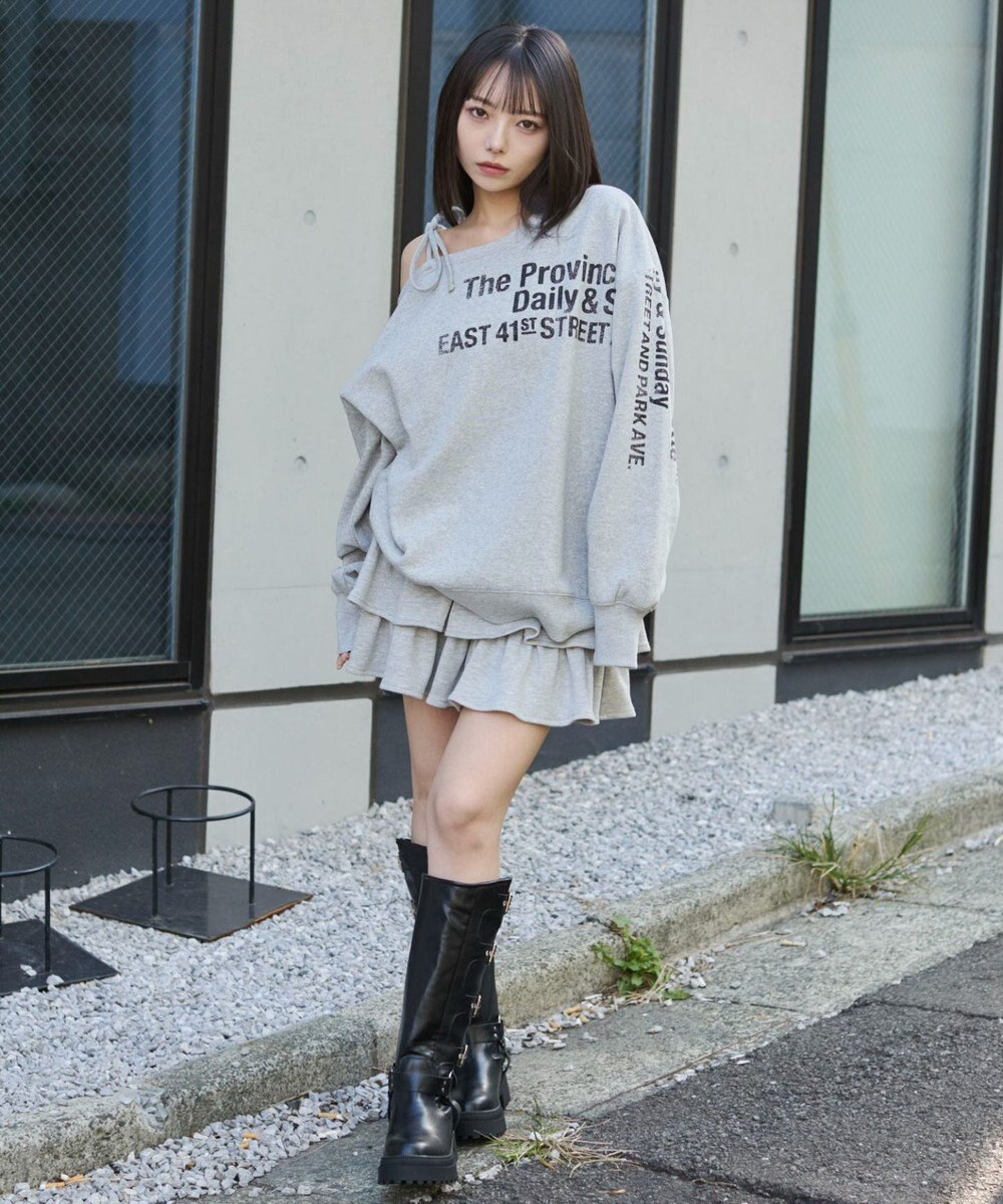 WEGO 裏起毛2WAYグラフィックワンショルBIGスウェット 