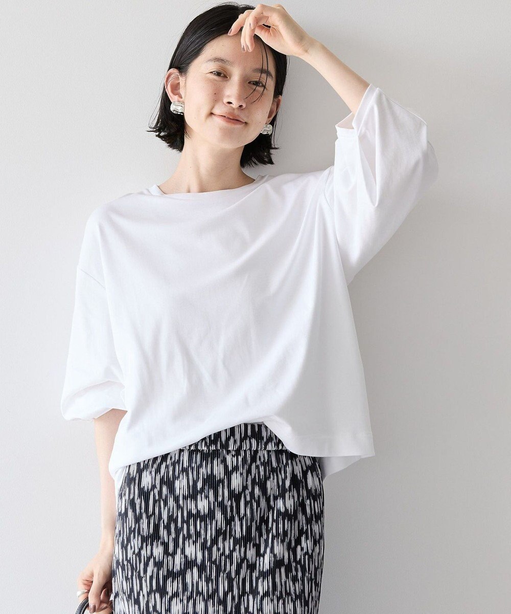 AMERICAN HOLIC 接触冷感7分袖タックスリーブカットプルオーバー 