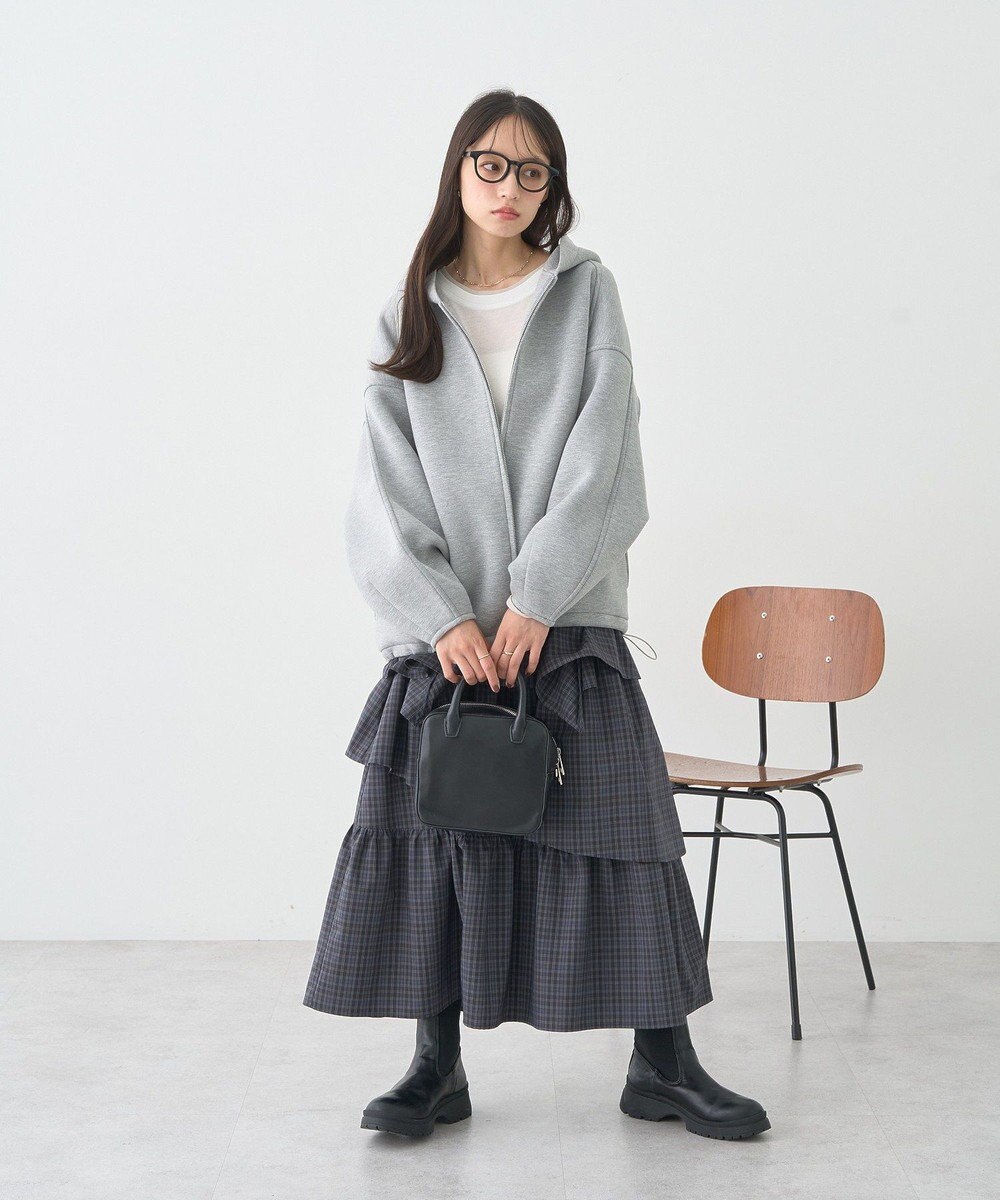 earth music&ecology ハイウエストランダムティアードチェックスカート 