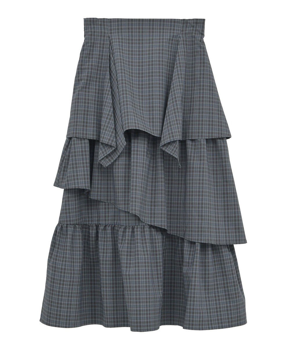 earth music&ecology ハイウエストランダムティアードチェックスカート 